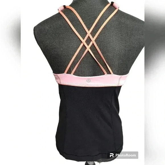 Lululemon Vinyasa Surf Tank Size 8 Black / Bleached Coral /Pop Orange Yoga - Picture 2 of 3